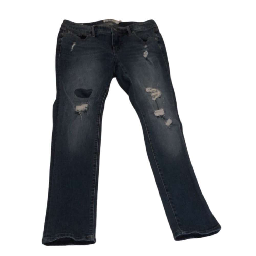 Torrid Dark Wash Distressed Skinny Jeans